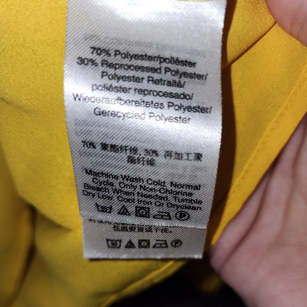 DKNY Yellow Tie Neck Blouse - Picture 2 of 4